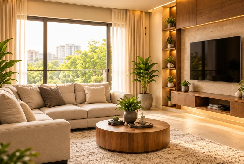 Warm modern living room interior design