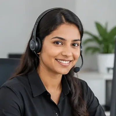 Customer support team member with headset